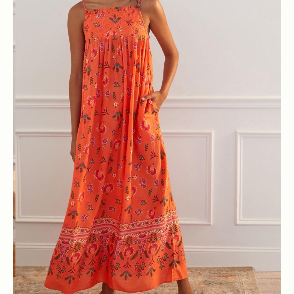 Anthropologie Quilted Floral Maxi Dress - Large